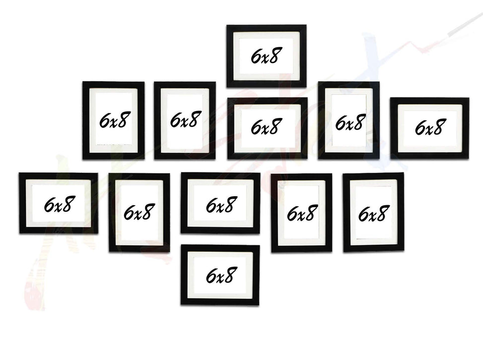 Set of 12 Individual Black & White Wall Photo Frames Wall Hanging (12 Units 6X8)