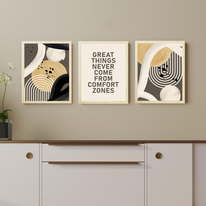 Modern Boho Motivational Quotes Dreams Don't Work Unless You Do Art Prints (Set Of 3, (A3) 12.7x17.5 Inch)