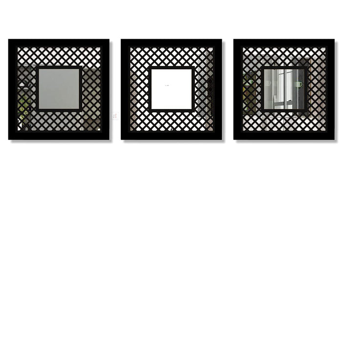 Abstract Decorative Wall Mirror Set of 3 Wall Mirror for Living Room & Wall Decoration- Size-13.2 X 13.2 Inches