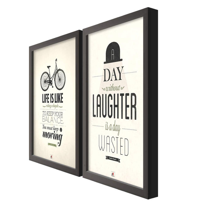 Set Of 2 # Life is a Beautiful Ride Quote Framed Art Print Size - 13.5" x 17.5" Inch