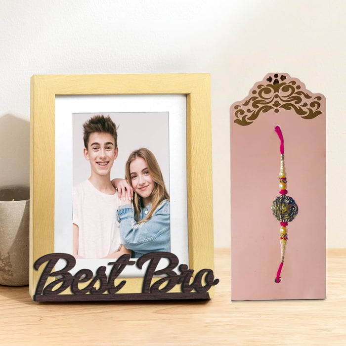 Art Street Table Photo Frame Set With Rakhi Gift Combo, Picture Frame for Home & Office Decoration (Brown, Best Bro-6x8 Inchs) Rakshabandhan Gift Set