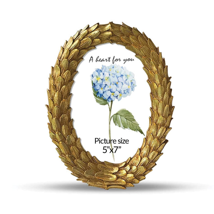 Vintage Round Resin Photo Frame 4x4 Inch | European Style Golden Floral Picture Frame for Tabletop & Wall Display (10x10 cm)