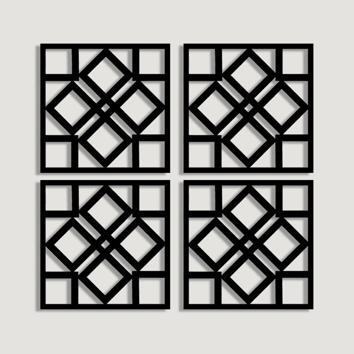 Abstract Design Ornaments, Decorative Wall Art, MDF Square 3D Jharokha Jali for Home Décor, (8x8 Inch)