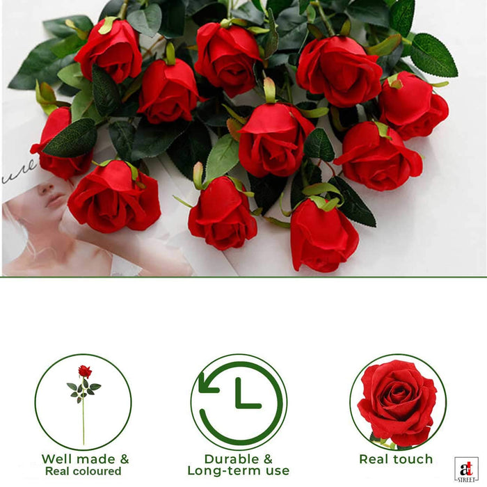 Artificial Rose Flowers Bunch for Home Decoration, 10 Flower Heads in a 1 Bunch with Stem, Size- 2 x12 Inch's