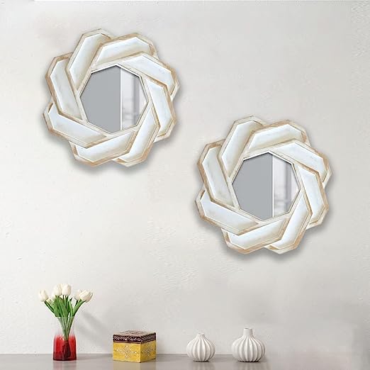 Art Street Solid Framed Wall Mirrors for Home Décor Round Shape Golden Decorative Wall Mirror for Living Room Decoration (Size -10 x 10 Inchs)