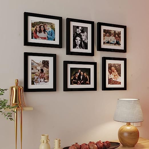 Decorative Premium Set of 6 Individual Wall Photo Frame (6 X 8 Picture  Size matted to 4 x 6) (White)