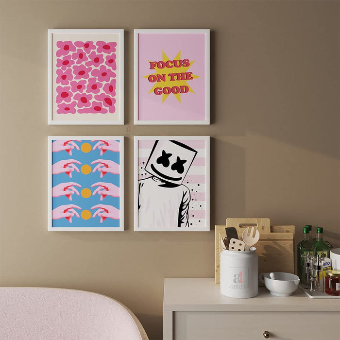 Art Street Motivational Poster Focus On the Good Art Prints For Room Decoration (Set Of 4, 13x17 Inch)