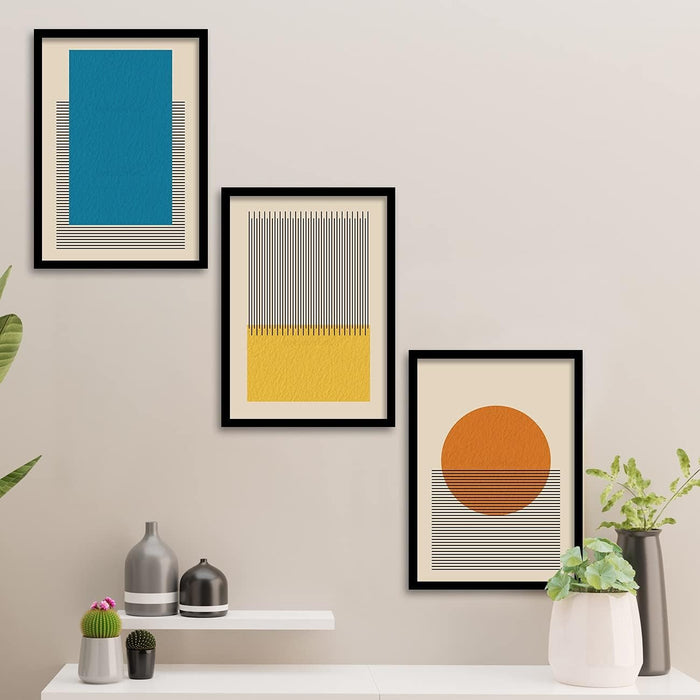 Set of 3 Boho Artwork, Bohemian Code Framed Art Print for Home Decoration.