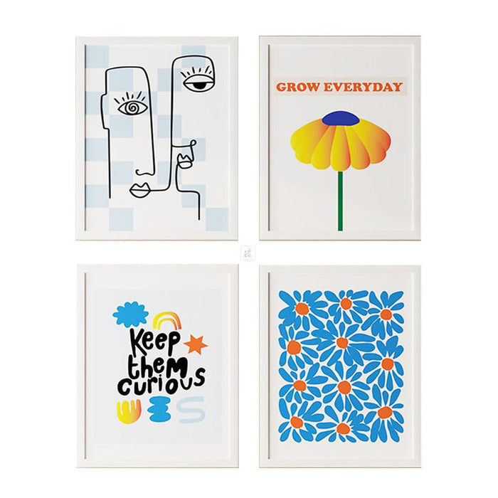 Art Street Motivational Poster Grow Every Day, Keep Them Curious Art Prints For Room Decoration (Set Of 4, 13x17 Inch)