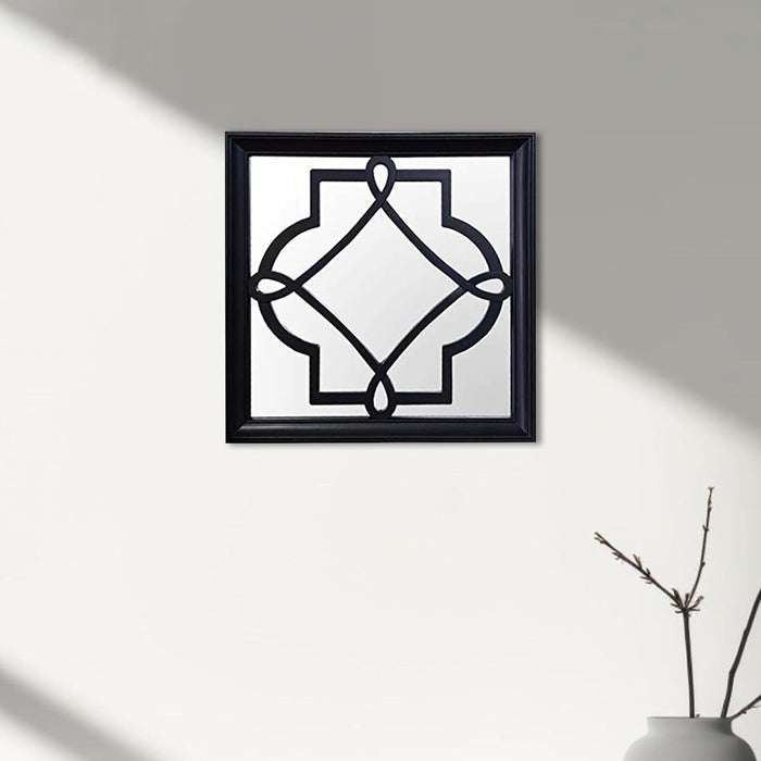 Set of 3 Black Petal Mirror for Decorative in Square Shape (10 x 10 Inchs)