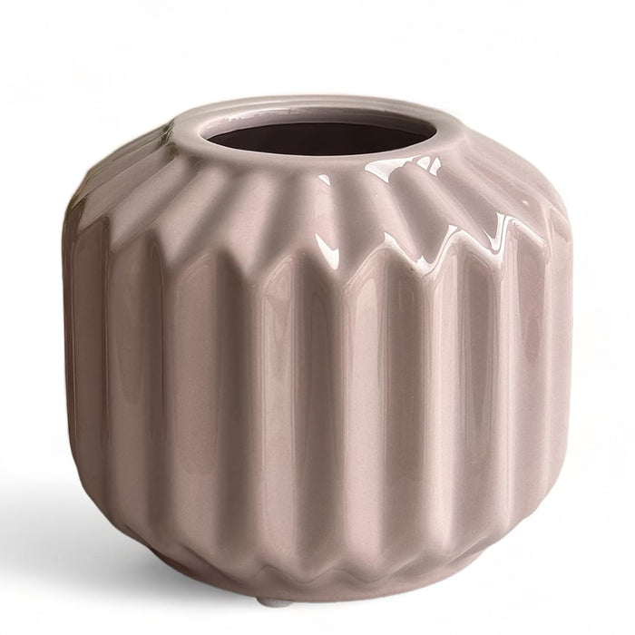 Art Street Modern Geometric Designed Decorative Grey Ceramic Vase for Home Décoration,Office, Living Room, Bedroom (Size: 5x5.1 Inch)