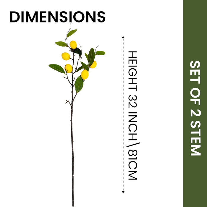 Art Street Artificial Lemon Plant Stick with Yellow Fruits – Realistic Faux Lemon Branch for Home Décor,