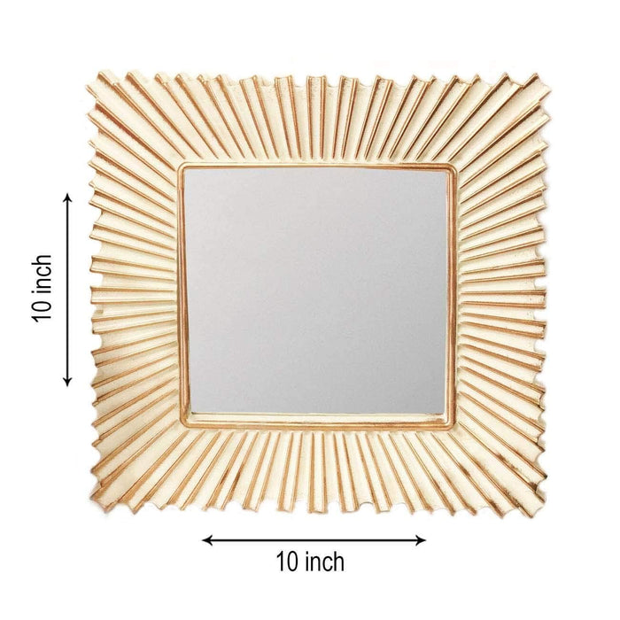 Decorative Square Golden Wall Mirror, Set of 4, Wall Hanging Mirrors (10 x 10 inch, Gold)