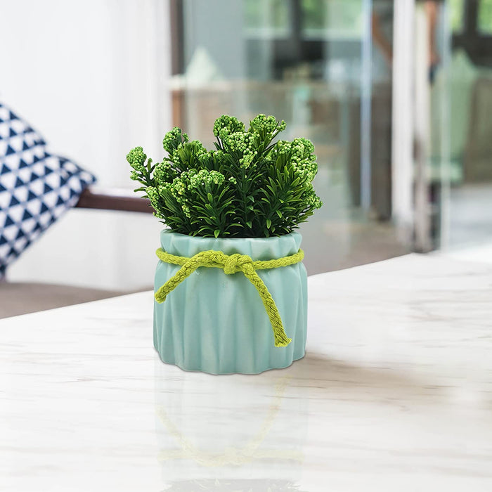 Artificial Ceramic Flower Pot for Home Office Decoration Small Artificial Plants with Flowers (Size - 5 x 3.4 Inch )