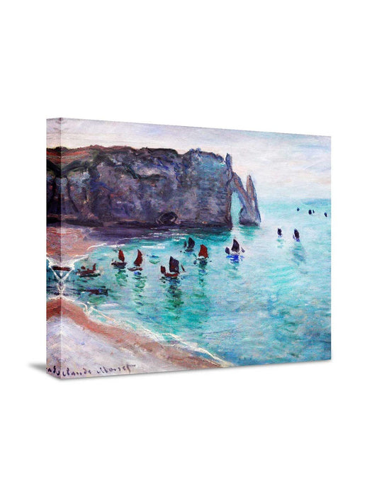 Canvas Painting Wall Art Print Picture The Beach at Honfleur Paper Collage Decorative Luxury Paintings for Home Décor (Blue, 16 x 22 Inches)