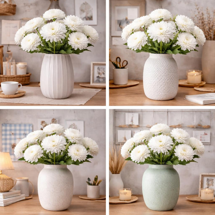 Art Street Artificial Flower Bunch| Silk White Hydrangea Flower for Home|