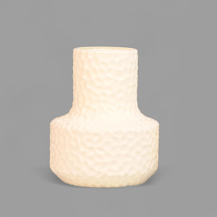 Beautiful Flower Vases, PVC Pot for Plants Stand Elegant Hammered Texture White Vase Pot, Made of Durable Plastic PVC Height - 15 cm