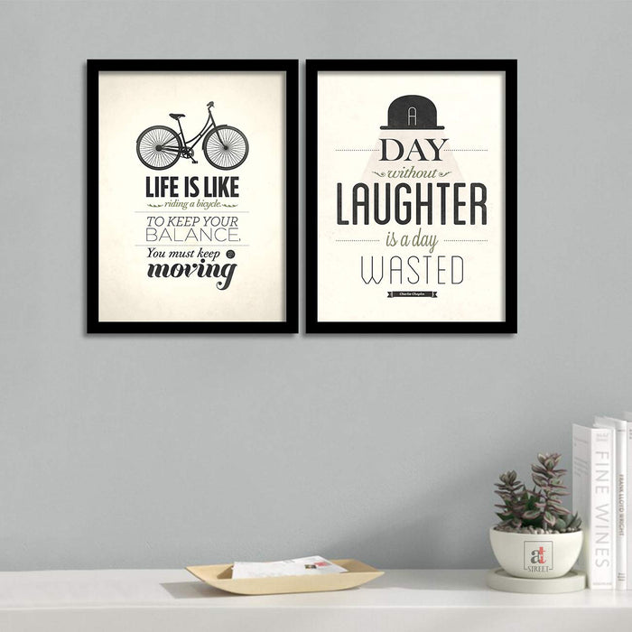 Set Of 2 # Life is a Beautiful Ride Quote Framed Art Print Size - 13.5" x 17.5" Inch