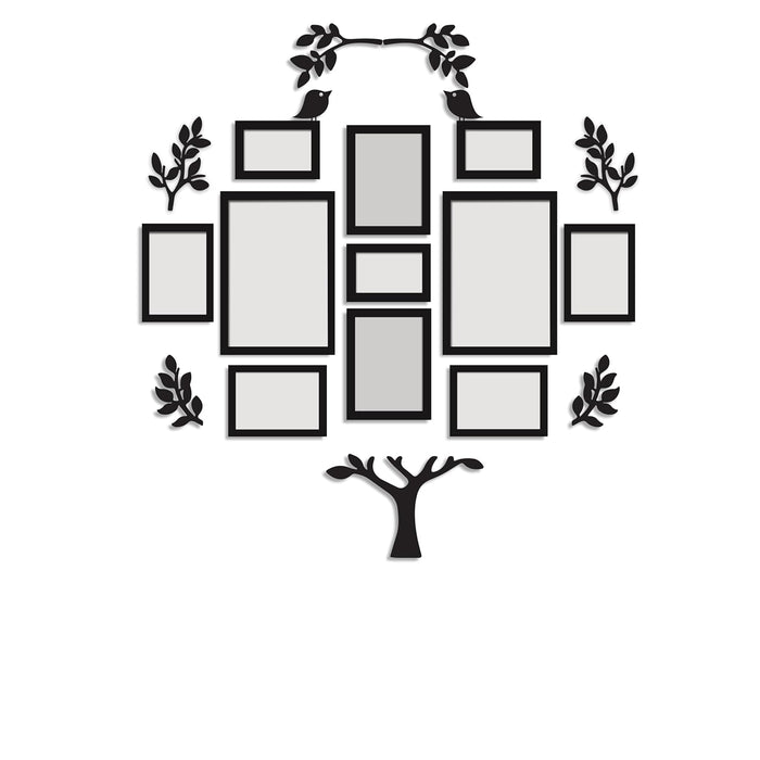 Family Tree Wall Photo Frame Set Pack of 11 with 9 MDF Cutouts for Home Decoration Wall Photo Frame Collage for Living Room Bedroom