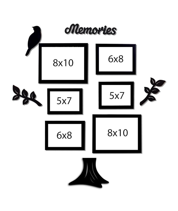 Family Tree Photo Frame Set of 13 Pieces for Living Room | MDF Wall Décor with Family Quote & Leaf Design | Wooden Picture Frames for Home Decoration