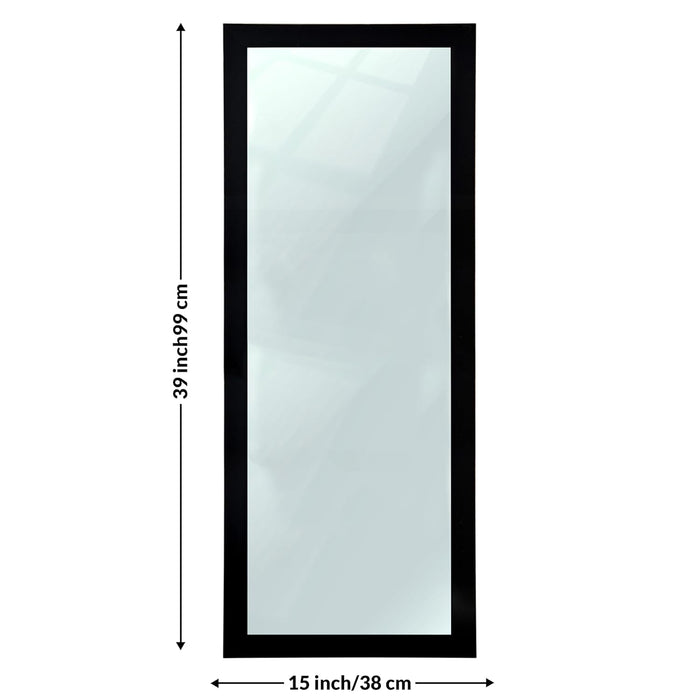 Bathroom Wall Mirror, Black Wall Mount Rectangular Makeup Mirror, Decorative Looking Glass with Frame Inner Size 12x36 Inch Outer (15x39 Inch)