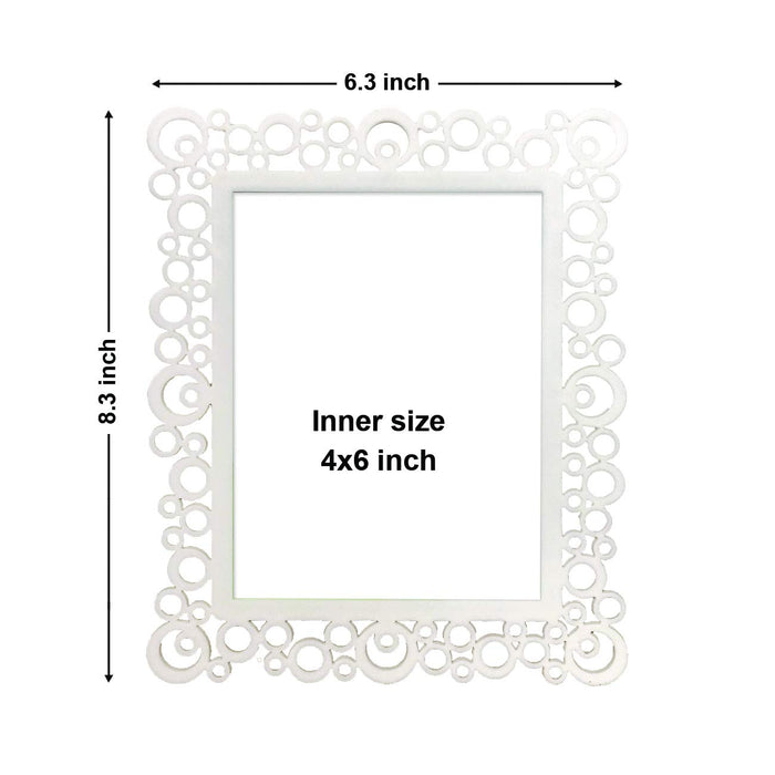 Decoralicious White Designer Circular Table Top Photo Frame Perfect For Office & Home Decor ( Size 4x6 )