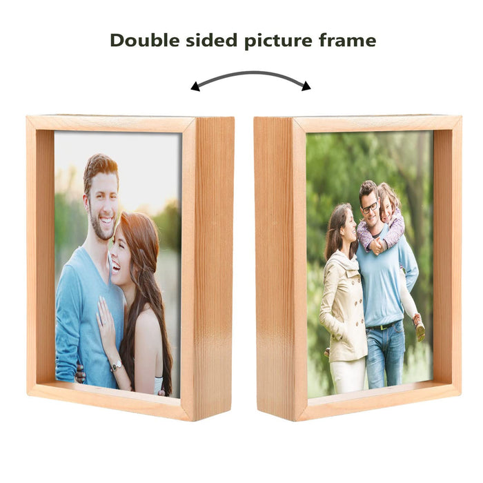 Art Street Wooden Double Sided Table Photo Frames for Home Décor Beige Photo Frame for Table & Desk Decoration (Color - Beige, Size - 5.7 x 7.4 Inchs)