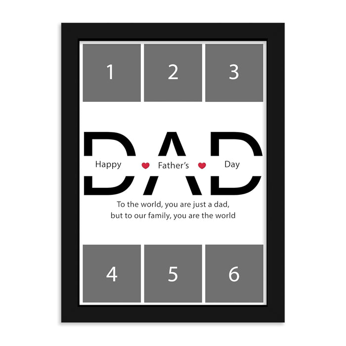 SNAP ART Personalised Gift For Father's Day Collage Customized Six Photo DAD Photo Print with Frame (A4, 8.9x12.8 inch)