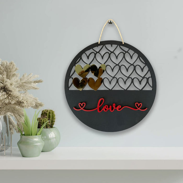 Wall Décor Wall Sign MDF for Home Decoration, Round Shape Wall Hanging, Decorative Home Décor for Living Room, Black (10X10 Inches)