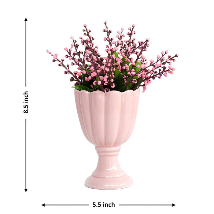 Artificial Flowers Lavender Plant, Flower in Ceramic Pot/Planter for Home, Office, Party.