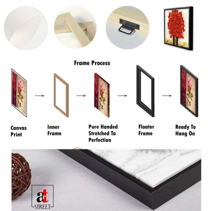 Landscape Abstract Canvas Wall Art Painting Btanch Of A Tree in Multicolor | Digital Painting on Framed Stretched Canvas (23x35 Inch)