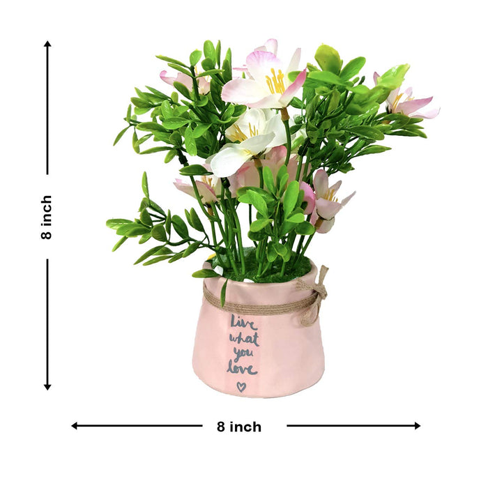 Artificial Table Plants/Flower Forget me not in Ceramic Pot/Planter for Home.