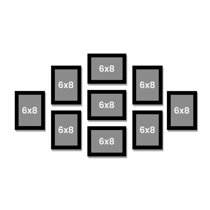 Art Street Family Photo Frame Set of 9 for Wall Decor, Wooden Finish Collage Picture Frames for Living Room, Bedroom & Home Decoration, Multi-Size Wall Hanging Gallery Frame Set, (Size, 6x8 Inch)