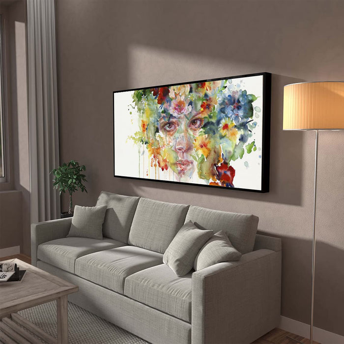 Colorful Tulip Garden Canvas Wall Art Print, Decorative Modern Framed Luxury Paintings for Home Décor (Green, 24x47 Inch)