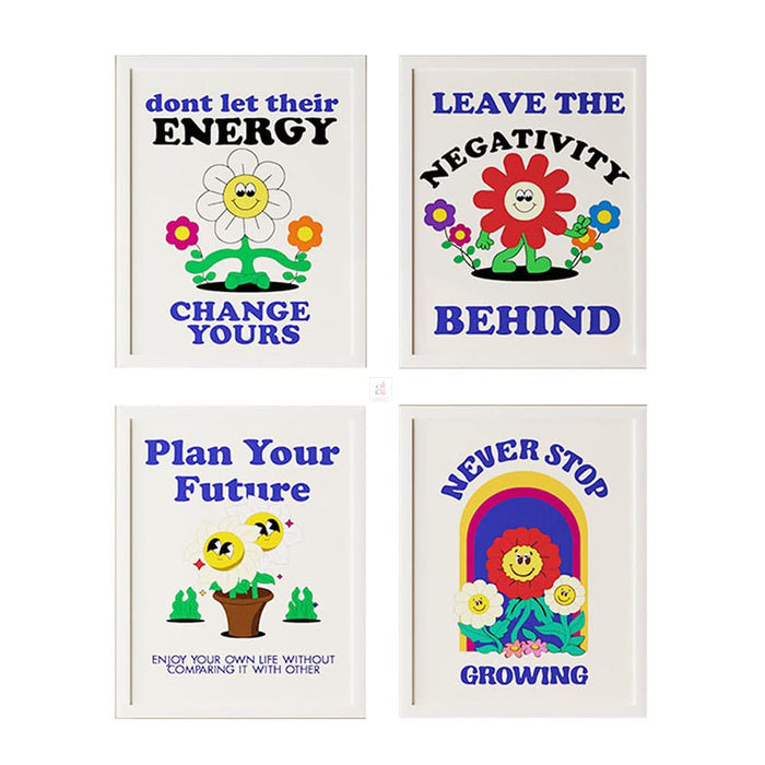 Art Street Motivational Poster Leave The Negativity Behind, Plan your Future Art Prints For Room Decoration (Set Of 4, 13x17 Inch)
