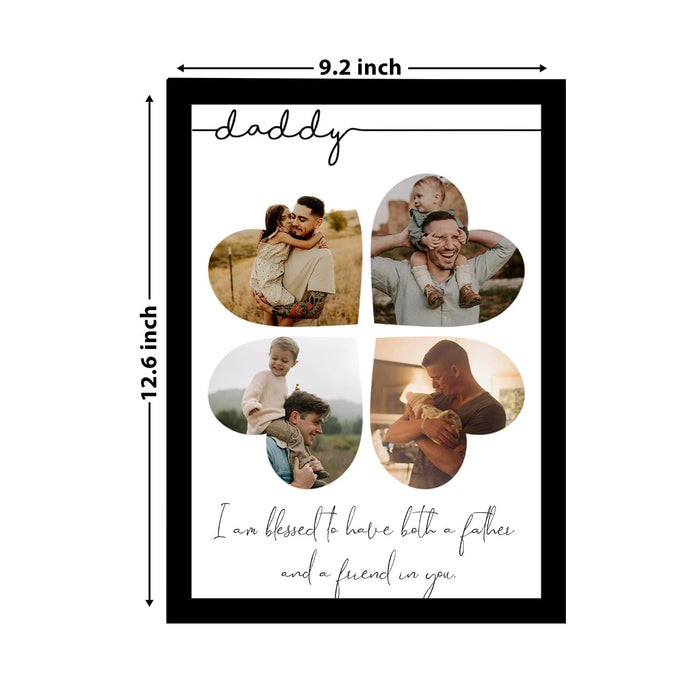 SNAP ART Customized Father's Day Gift for your DAD with 4 Photo Collage print, DAD Gifts Photo Frame with Photo Upload (9.2x12.6 Inch)