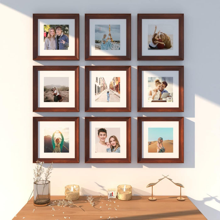 Wooden Cave Design Photo Frame Set of 9 | Black Picture Frames for Photos, Artwork & Certificates | Wall Décor for Living Room & Home (11x14 Inch)