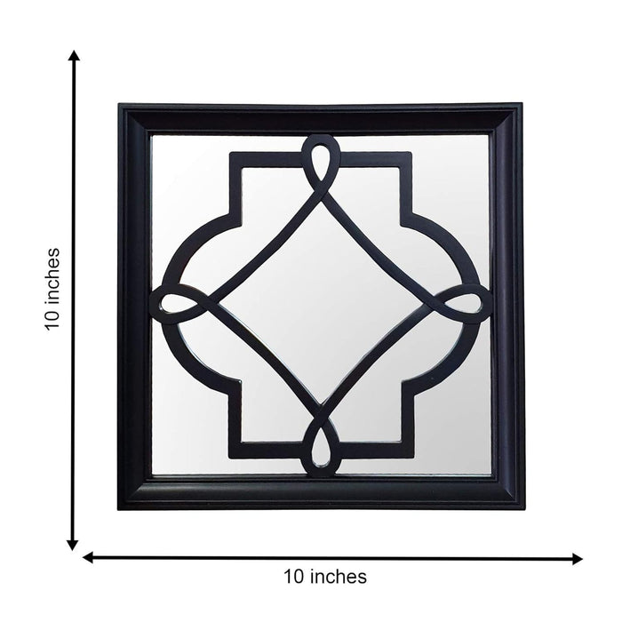 Decorative Square Shape Set of 4 Black Wall Mirror, Wall Hanging Mirrors (10 x 10 Inches)