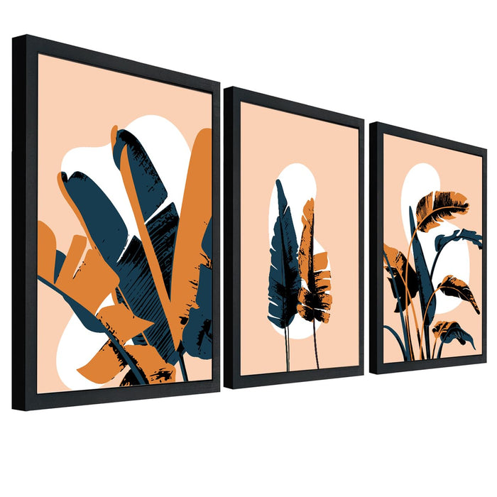 Art Street Wall Art Prints Embossed Laminated Framed, Three Amber Tropical Blue Art For Wall Décor Abstract Art (Size: 16x22 Inch)