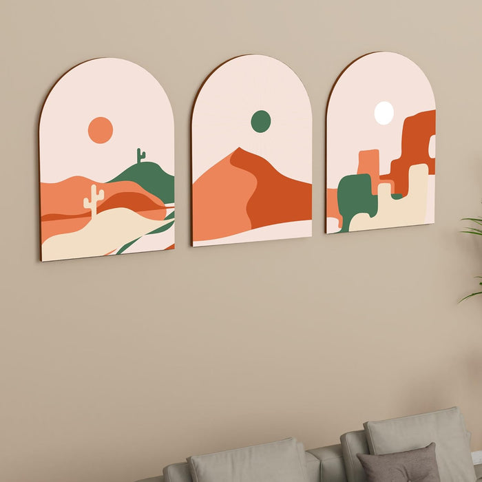 MDF Wall Art Prints Tropical leaf, Modern Home Décor (Set of 3, Size: 16x22 Inch)