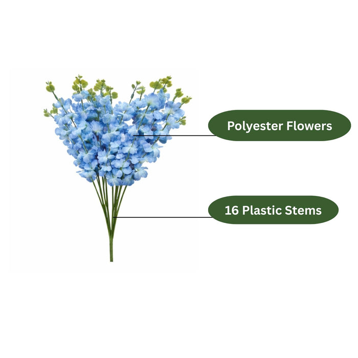 Art Street Artificial Blue Cherry Blossom Flower Bunch for Table Indoor Home Decoration |Valentine Day, Christmas Day, New Year Decor | Set of 4 |16 Stems, Size: 18.5 Inch (Without Pot)
