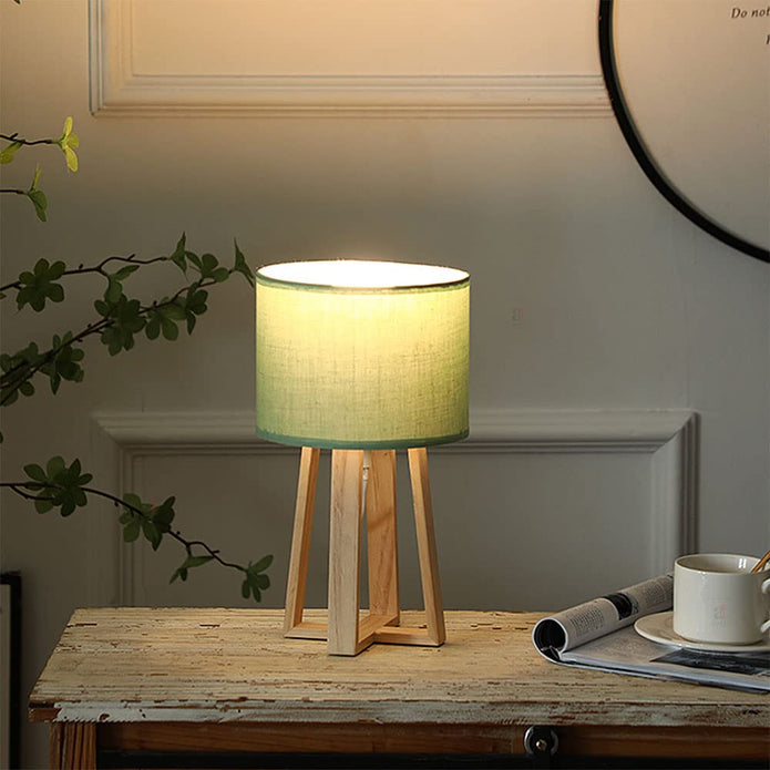 Multi-Legged Side Table Lamp, Natural Wood Frame Lamp for Living Room (18 x 32 Cm)