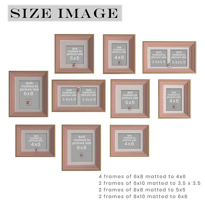 Set of 10 Allure Premium 3D Photo Frame for Living Room, Home & Office Décor, (Size 6x8, 6x10, 8x8, 8x10 Inches)