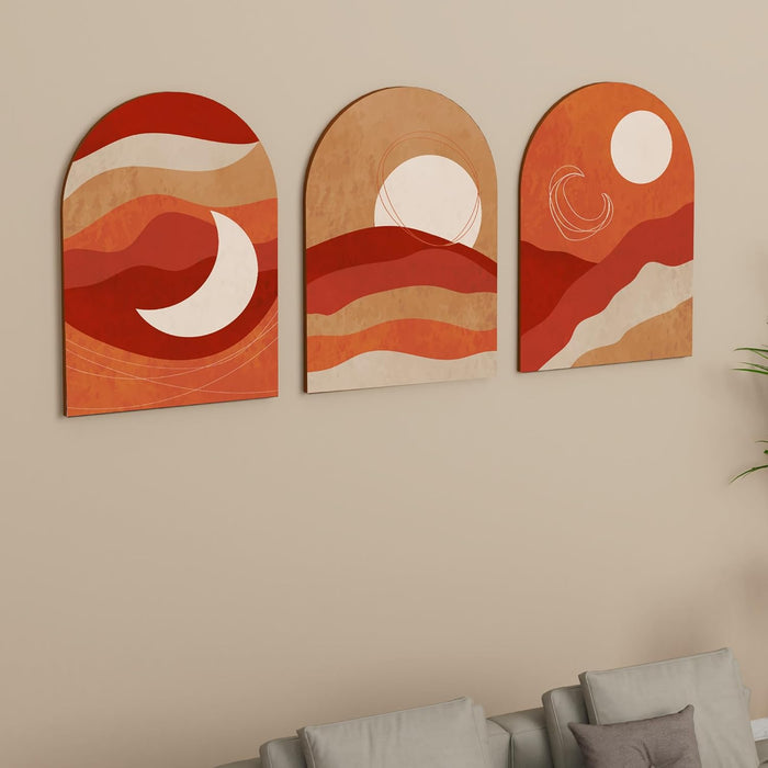 MDF Wall Art Prints Tropical leaf, Modern Home Décor (Set of 3, Size: 16x22 Inch)