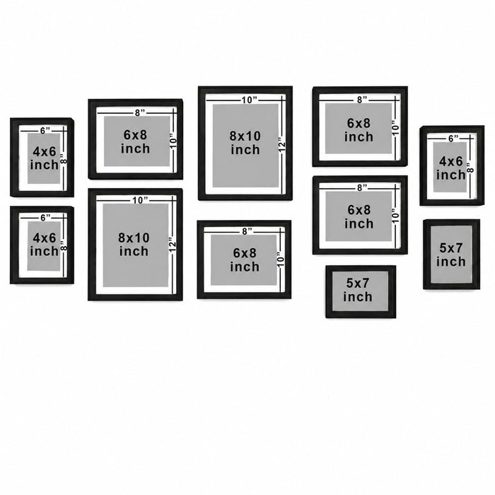 Collage Photo Frame Set of 13 | Multi-Size Gallery Wall Picture Frames for Family Photos | Modern Wall Décor for Living Room, Bedroom & Home Decoration