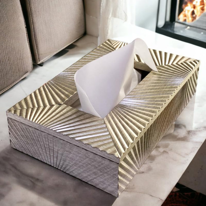 Art Street Tissue Box Holder with Cover, Rectangle Facial Tissue Paper Box Holder Decorative Organizer, Napkin Dispenser Box (Silver, Size: 9x6x2.3 Inch)