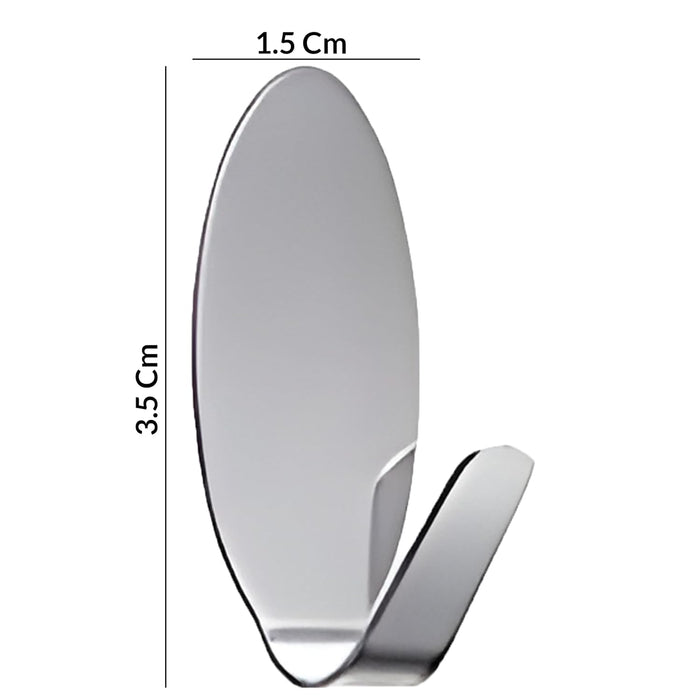 Art Street Adhesive Wall Hooks, Multipurpose Small Oval Stainless Steel Adhesive Hooks - Load Capacity Upto 1 Kg - Silver (Pack Of 25, Size: 1.5x3.5 Cm)