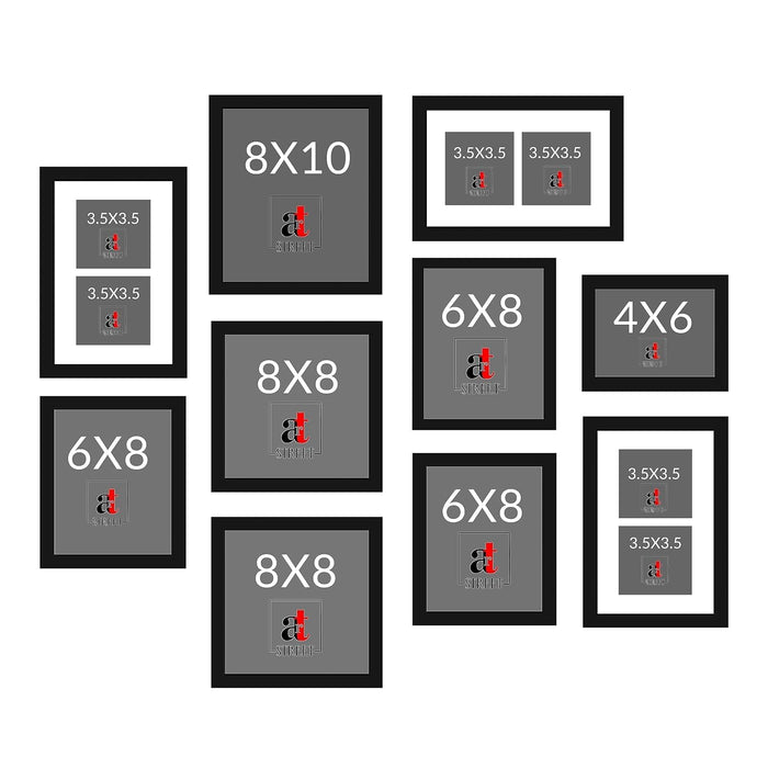 Wall Photo Frame Set of 8 | Gallery Wall Collage Picture Frames | Family Photo Display for Home Decor | Wall Hanging | 8x8 & 8x12 Inch