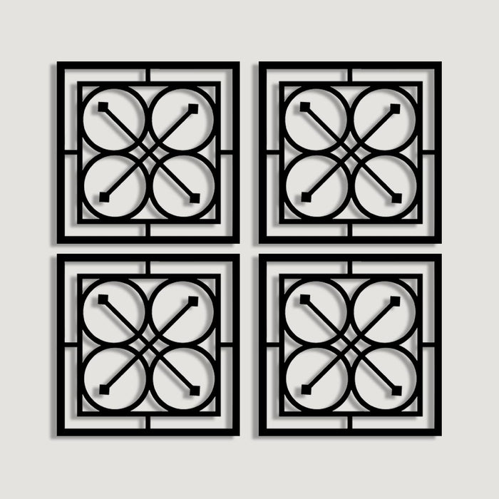 Modern Abstract Flower Design Ornaments, Decorative Wall Art, MDF Square 3D Jharokha Jali for  Home Decor (8x8 Inch)