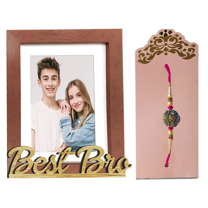 Art Street Table Photo Frame Set With Rakhi Gift Combo, Picture Frame for Home & Office Decoration (Brown, Best Bro-6x8 Inchs) Rakshabandhan Gift Set